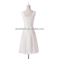 2015 Nuevo estilo V-cuello longitud de la rodilla blanca A línea de vestido de fiesta corto CL6059